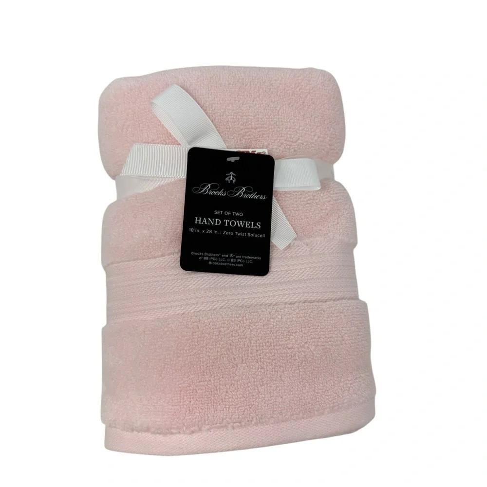 Brooks Brothers Hand Towel set of 2 Luxury Cotton Dogwood Pink NWT